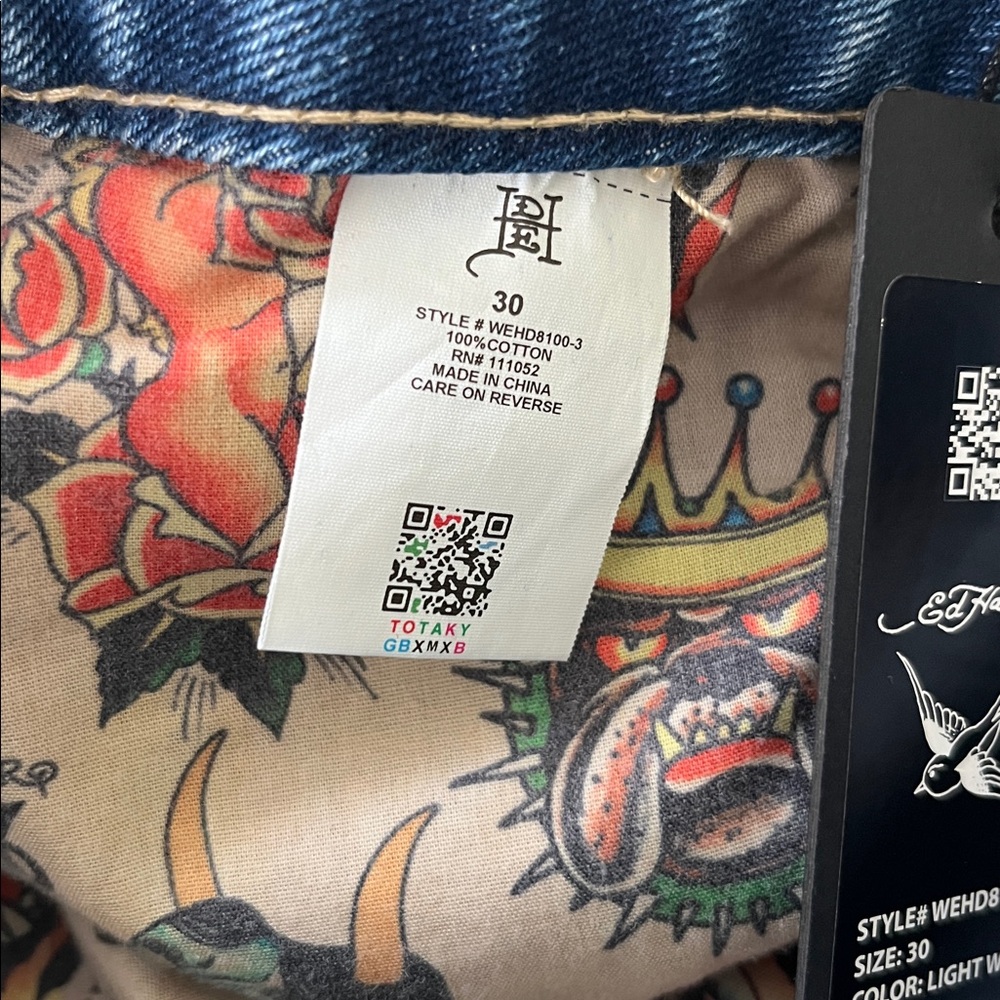 Ed Hardy Light Wash Wide Leg Jeans - Picture 4 of 8